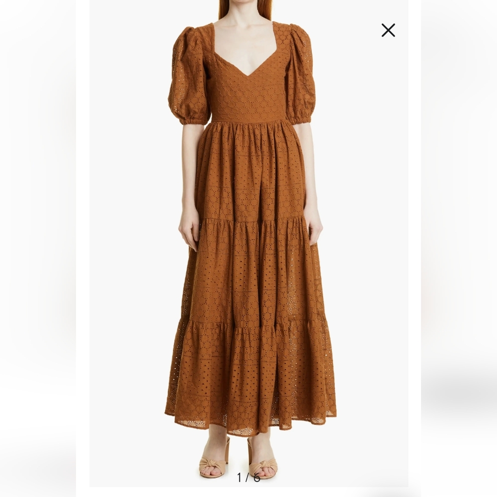 Mille Maja tiered cotton maxi dress sz L EUC